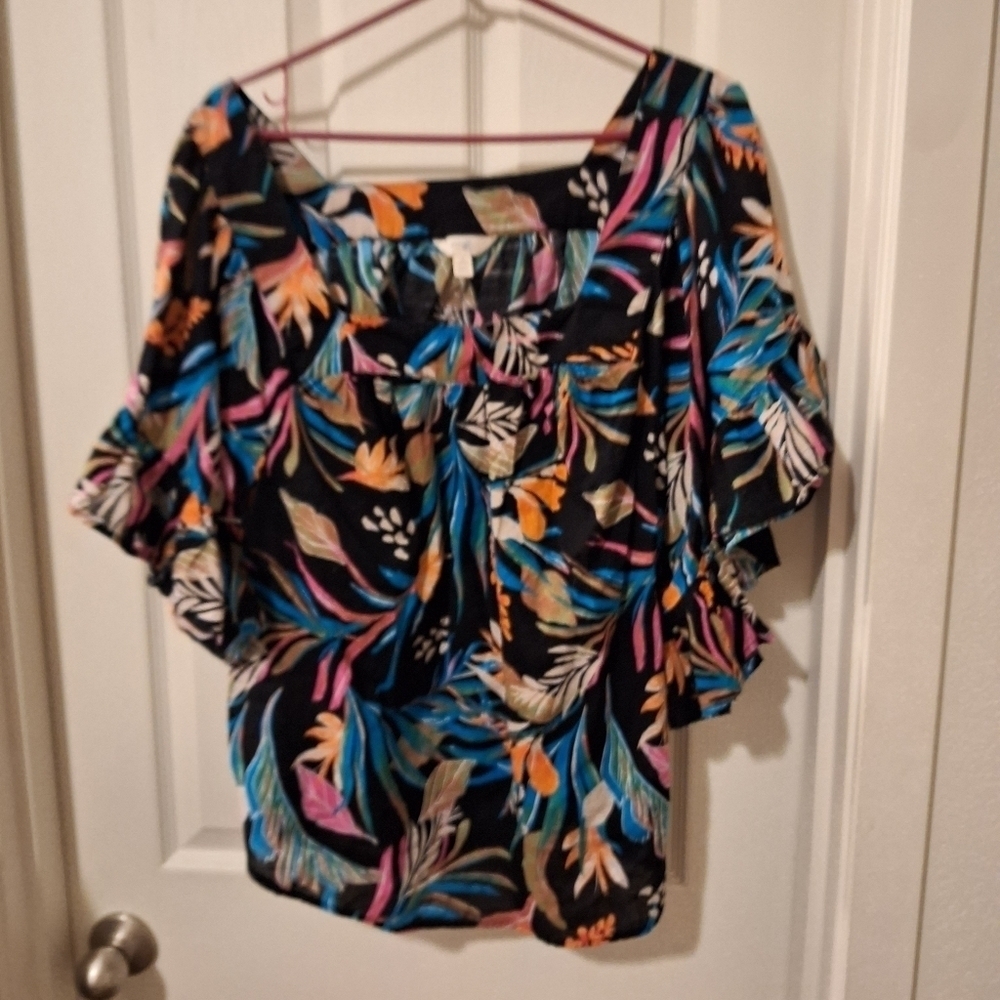 Terra & Sky Floral Blouse 1X